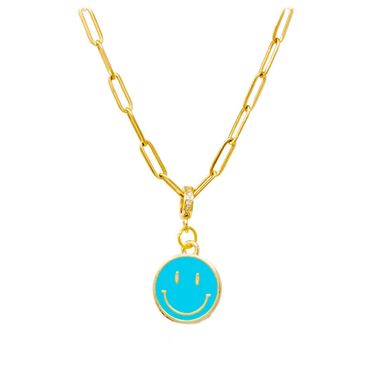 Happy Face Emoji Paperclip Necklace